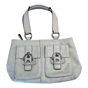 Coach Soho Ivory Leather Shoulder Bag with Brown Leather Detailing